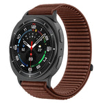سوار ساعة من النايلون المنسوج مع واجهة معدنية وخطاف وحلقة، لساعات Samsung Galaxy Watch8 / Watch8 Classic