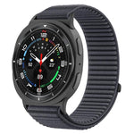 سوار ساعة من النايلون المنسوج مع واجهة معدنية وخطاف وحلقة، لساعات Samsung Galaxy Watch8 / Watch8 Classic