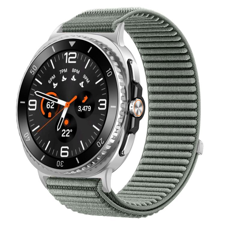 سوار ساعة من النايلون المنسوج مع واجهة معدنية وخطاف وحلقة، لساعات Samsung Galaxy Watch8 / Watch8 Classic