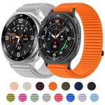 سوار ساعة من النايلون المنسوج مع واجهة معدنية وخطاف وحلقة، لساعات Samsung Galaxy Watch8 / Watch8 Classic