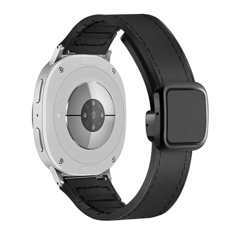 Square Magnetic Buckle Leather Skin Silicone Watch Band, For Samsung Galaxy Watch8 / Watch8 Classic
