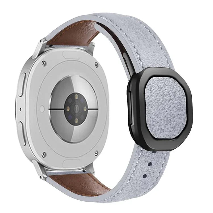 Magnetic Fold Genuine Buckle Leather Watch Band, For Samsung Galaxy Watch8 / Watch8 Classic