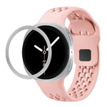 إطار بنمط ماسي وحزام ساعة سيليكون إبزيم عكسي أسود، لسامسونج جالاكسي ووتش8 44مم، لسامسونج جالاكسي ووتش8 40مم