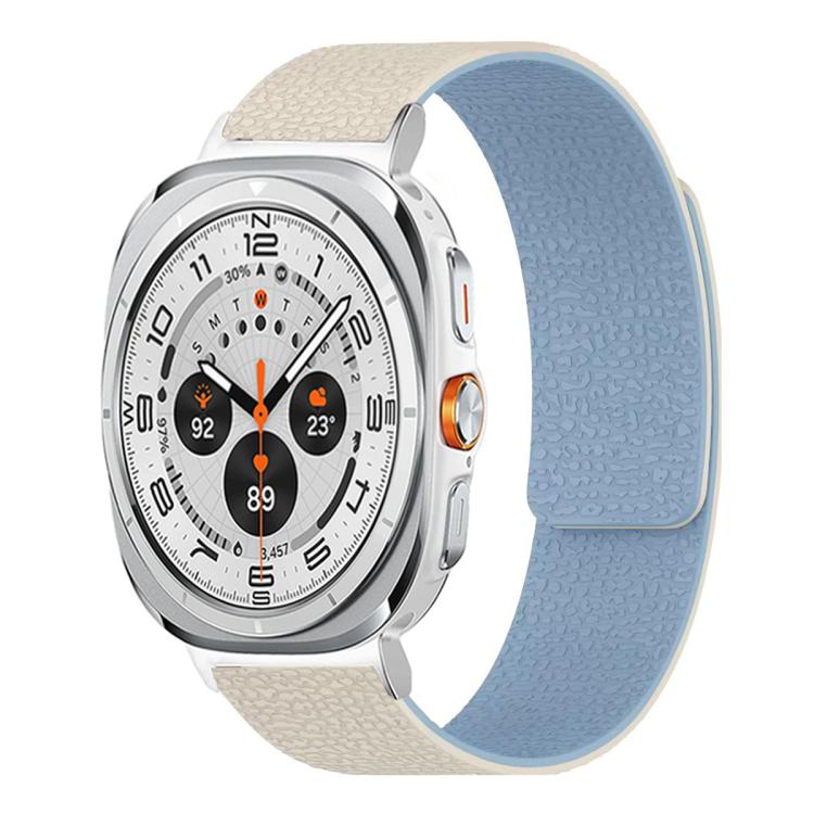سوار ساعة سيليكون مغناطيسي ناعم بنقشة قشرة الليتشي، لساعات Samsung Galaxy Watch Ultra 47mm / Ultra 2025، وSamsung Galaxy Watch8 / 8 Classic
