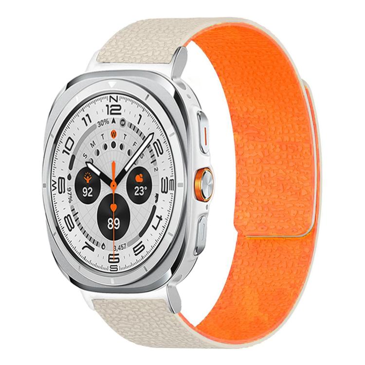 سوار ساعة سيليكون مغناطيسي ناعم بنقشة قشرة الليتشي، لساعات Samsung Galaxy Watch Ultra 47mm / Ultra 2025، وSamsung Galaxy Watch8 / 8 Classic