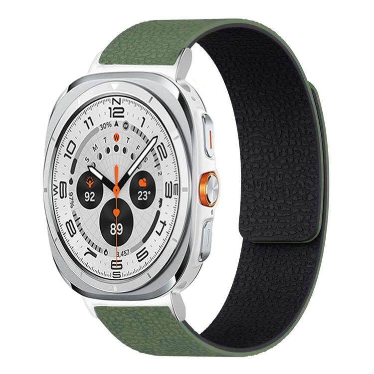سوار ساعة سيليكون مغناطيسي ناعم بنقشة قشرة الليتشي، لساعات Samsung Galaxy Watch Ultra 47mm / Ultra 2025، وSamsung Galaxy Watch8 / 8 Classic