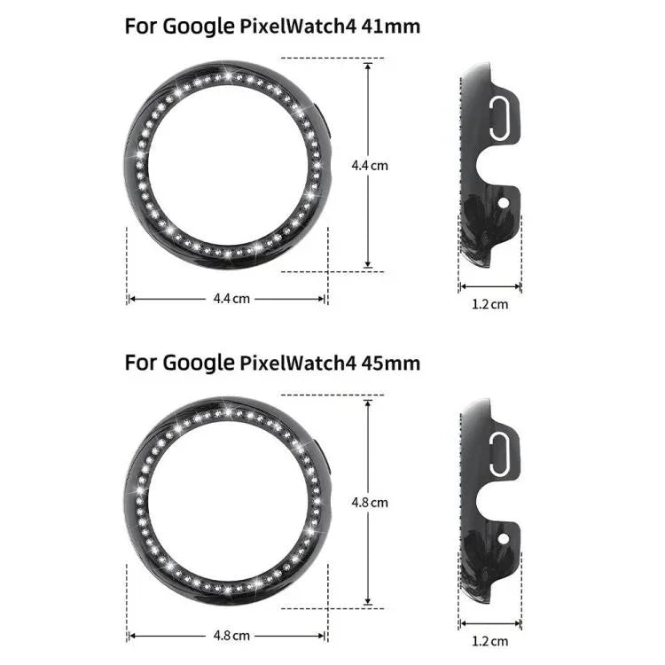 غطاء حماية ساعة من PC مجوف بصف واحد من الألماس، لساعات Google Pixel Watch4 مقاس 45مم، وللساعات Google Pixel Watch4 مقاس 41مم