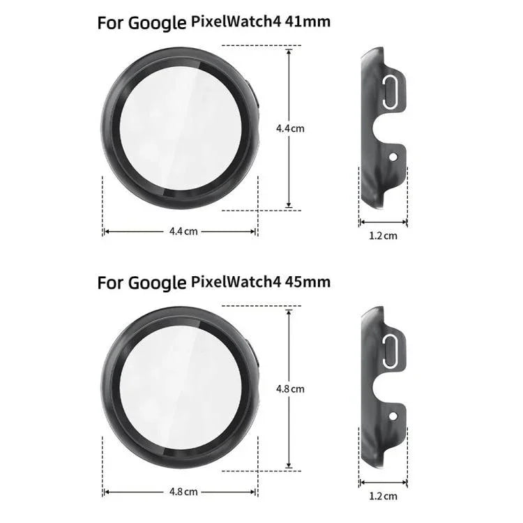 فيلم مقسى مدمج مع غطاء حماية ساعة من PC، لساعات Google Pixel Watch4 مقاس 45مم، وللساعات Google Pixel Watch4 مقاس 41مم