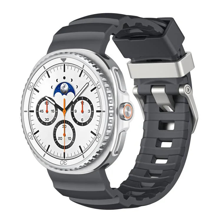 Silver Buckle Silicone Watch Band, For Samsung Galaxy Watch8 / Watch8 Classic