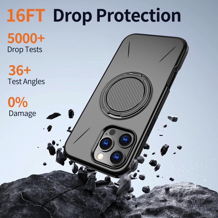 حامل دوران مغناطيسي MagSafe من Kalebol مع غطاء هاتف من PC، لهواتف iPhone 16 Plus، iPhone 16، iPhone 15 Pro Max، iPhone 15 Pro، iPhone 15، iPhone 14