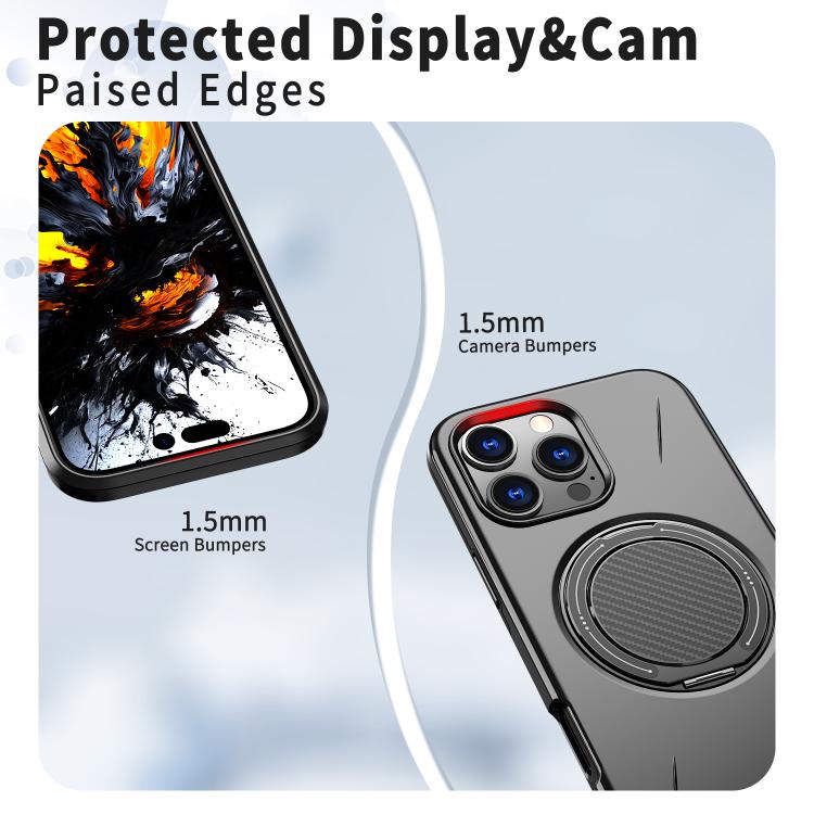 حامل دوران مغناطيسي MagSafe من Kalebol مع غطاء هاتف من PC، لهواتف iPhone 16 Plus، iPhone 16، iPhone 15 Pro Max، iPhone 15 Pro، iPhone 15، iPhone 14