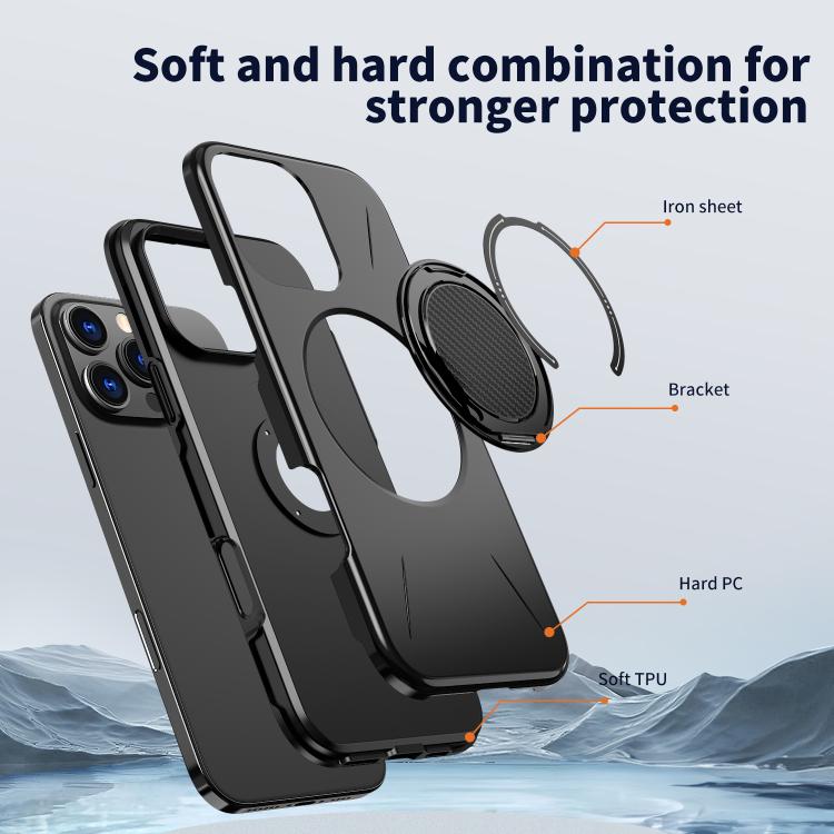 حامل دوران مغناطيسي MagSafe من Kalebol مع غطاء هاتف من PC، لهواتف iPhone 16 Plus، iPhone 16، iPhone 15 Pro Max، iPhone 15 Pro، iPhone 15، iPhone 14