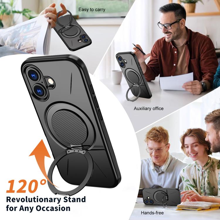 حامل دوران مغناطيسي MagSafe من Kalebol مع غطاء هاتف من PC، لهواتف iPhone 16 Plus، iPhone 16، iPhone 15 Pro Max، iPhone 15 Pro، iPhone 15، iPhone 14
