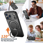حامل دوران مغناطيسي MagSafe من Kalebol مع غطاء هاتف من PC، لهواتف iPhone 17 Pro Max، iPhone 17 Pro، iPhone 17، iPhone Air، iPhone 16 Pro Max، iPhone 16 Pro