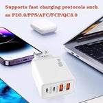 شاحن هاتف محمول TE-PD44 بأربعة منافذ مزدوج USB-A مزدوج Type-C، قابس الاتحاد الأوروبي، قابس الولايات المتحدة