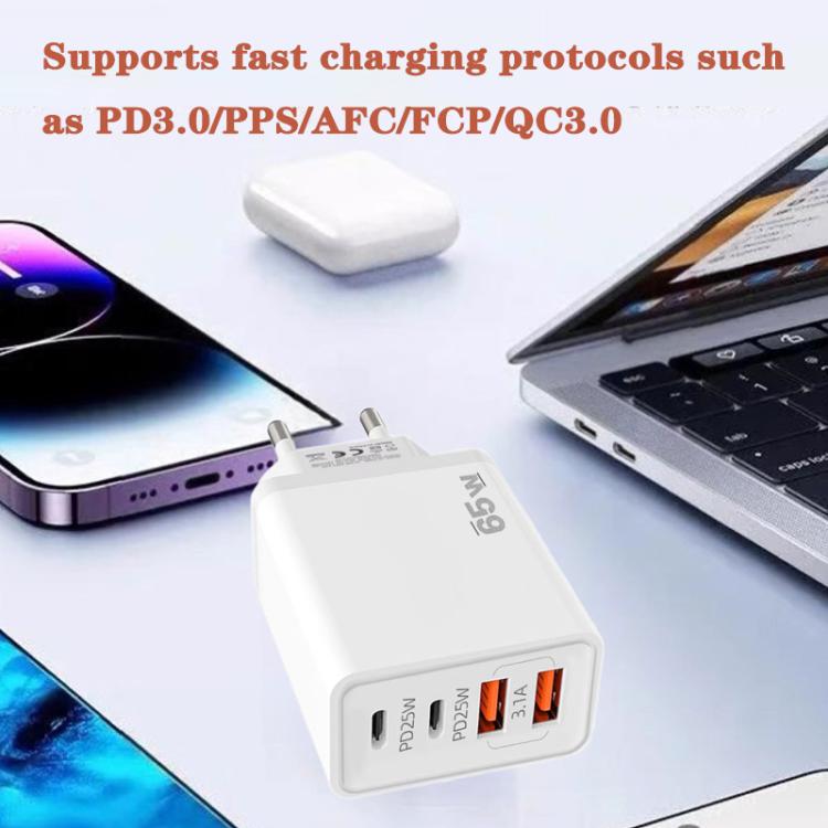 شاحن هاتف محمول TE-PD44 بأربعة منافذ مزدوج USB-A مزدوج Type-C، قابس الاتحاد الأوروبي، قابس الولايات المتحدة