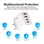 شاحن هاتف محمول TE-PD44 بأربعة منافذ مزدوج USB-A مزدوج Type-C، قابس الاتحاد الأوروبي، قابس الولايات المتحدة