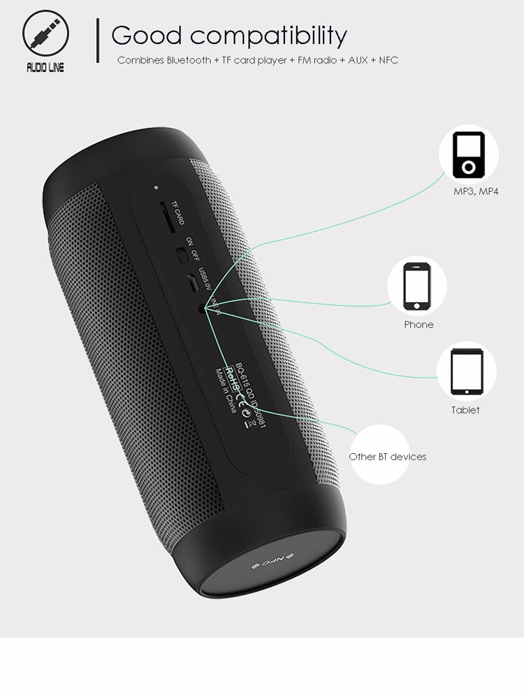 مكبر صوت ستيريو عالي الدقة لاسلكي ملون LED BQ615 PRO، يجمع بين بلوتوث + مشغل بطاقة TF + راديو FM + AUX + NFC، BQ615 PRO