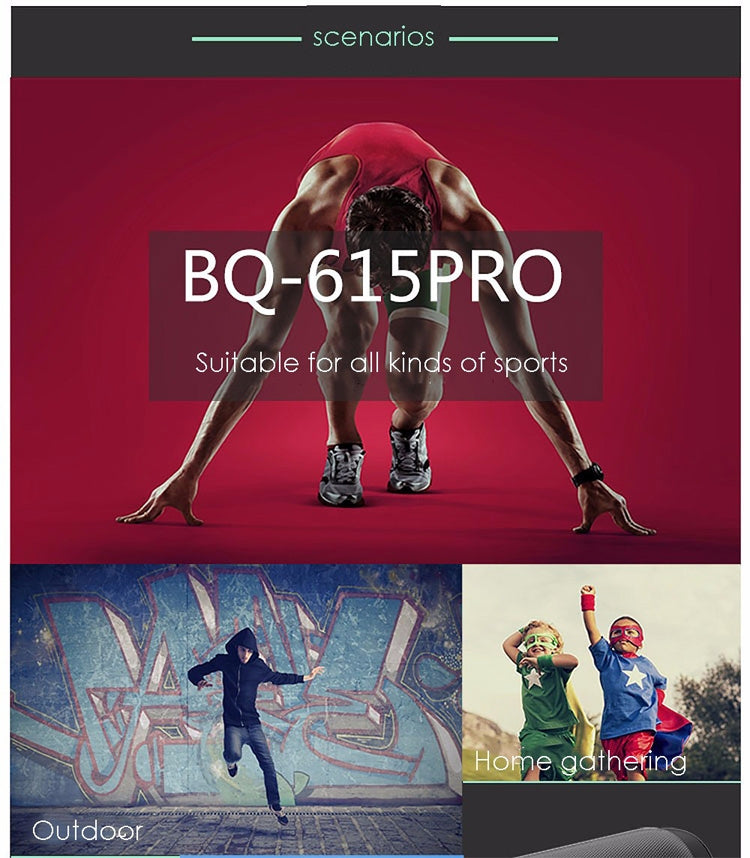 مكبر صوت ستيريو عالي الدقة لاسلكي ملون LED BQ615 PRO، يجمع بين بلوتوث + مشغل بطاقة TF + راديو FM + AUX + NFC، BQ615 PRO