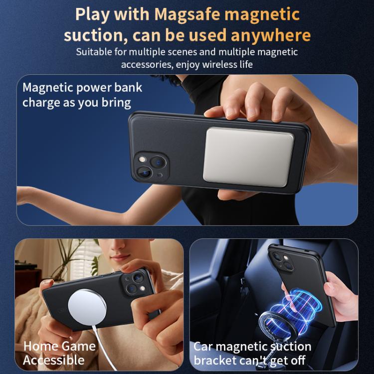 غطاء هاتف من الجلد السادة مع MagSafe ومقاوم للصدمات، لهواتف iPhone 15، iPhone 14 Plus، iPhone 14، iPhone 14 Pro، iPhone 14 Pro Max، iPhone 13 Pro Max، iPhone 13 Pro، iPhone 13