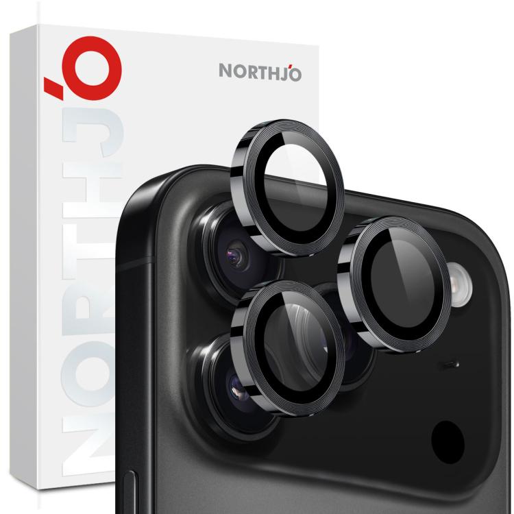 واقي عدسة كاميرا NORTHJO حلقة معدنية CD فيلم زجاج مقسى، لهواتف iPhone 17 Pro / 17 Pro Max