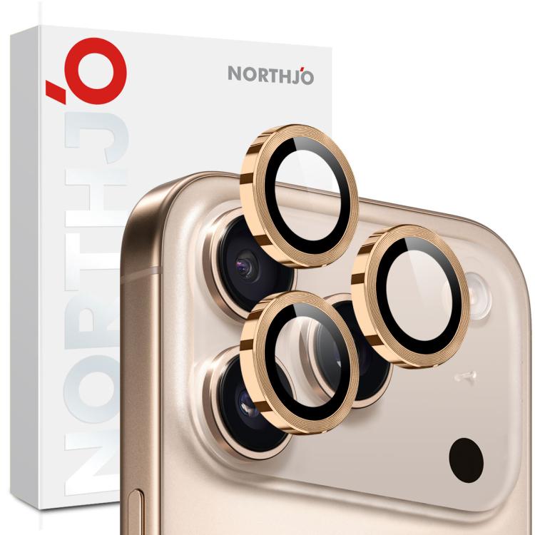 واقي عدسة كاميرا NORTHJO حلقة معدنية CD فيلم زجاج مقسى، لهواتف iPhone 17 Pro / 17 Pro Max