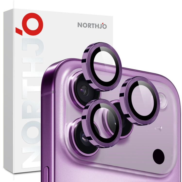 واقي عدسة كاميرا NORTHJO حلقة معدنية CD فيلم زجاج مقسى، لهواتف iPhone 17 Pro / 17 Pro Max