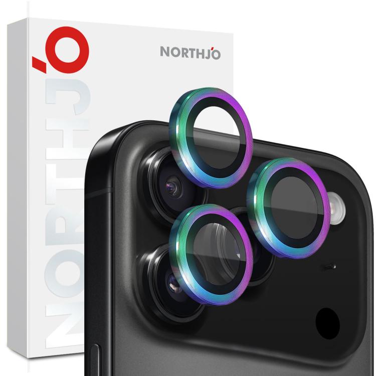 واقي عدسة كاميرا NORTHJO حلقة معدنية CD فيلم زجاج مقسى، لهواتف iPhone 17 Pro / 17 Pro Max