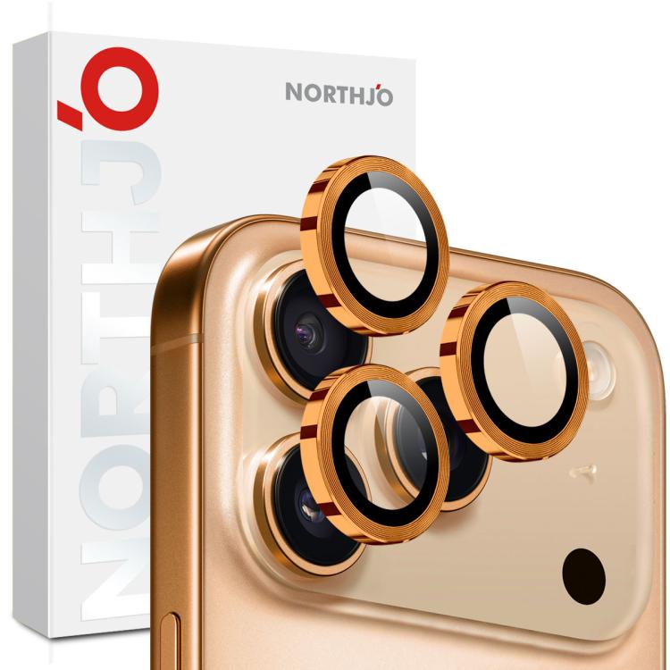 واقي عدسة كاميرا NORTHJO حلقة معدنية CD فيلم زجاج مقسى، لهواتف iPhone 17 Pro / 17 Pro Max