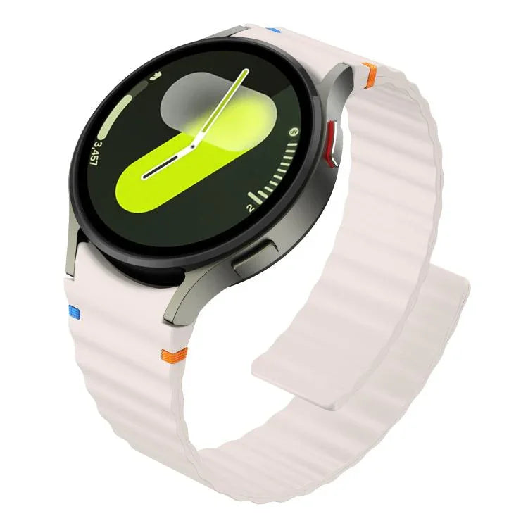 Wavy Grain Stitched Magnetic Silicone Watch Band, For Samsung Galaxy Watch 7 / 6 / 5 / 4