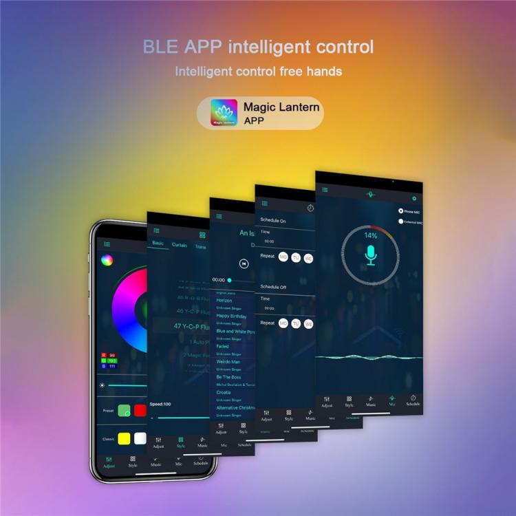 أضواء سلسلة خارجية ذكية RGBIC LED S14 مع تطبيق وتحكم صوتي، بلوتوث، 12 متر، 20 لمبة