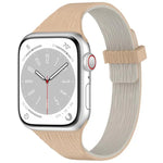 سوار ساعة سيليكون مغناطيسي بنقشة حبيبات الخشب المائي للخصر الصغير، لساعات آبل 46مم / 49مم / 45مم / 44مم، لساعات آبل 42مم / 41مم / 40مم / 38مم