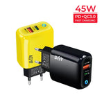 شاحن GaN 45 واط PD3.0 + QC3.0 متوافق بالكامل لبروتوكول الحواسيب المحمولة / الأجهزة اللوحية، قابس الاتحاد الأوروبي، قابس الاتحاد الأوروبي