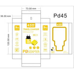 شاحن GaN 45 واط PD3.0 + QC3.0 متوافق بالكامل لبروتوكول الحواسيب المحمولة / الأجهزة اللوحية، قابس الاتحاد الأوروبي، قابس الاتحاد الأوروبي