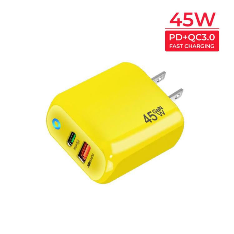 GaN 45W PD3.0 + QC3.0 Fully Compatible Protocol Charger for Laptops / Tablets，US Plug, US Plug