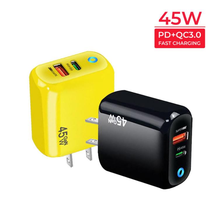 GaN 45W PD3.0 + QC3.0 Fully Compatible Protocol Charger for Laptops / Tablets，US Plug, US Plug