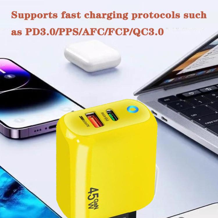 GaN 45W PD3.0 + QC3.0 Fully Compatible Protocol Charger for Laptops / Tablets，US Plug, US Plug