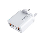 شاحن متعدد المنافذ TE-PD43 Type-C x 3، USB-A x 2 للهواتف المحمولة / الأجهزة اللوحية، قابس المملكة المتحدة، قابس المملكة المتحدة
