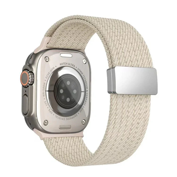 Single Color Magnetic Snap Four Strand Elastic Nylon Watch Band, For Apple Watch 46mm / 49mm / 45mm / 44mm, For Apple Watch 42mm / 41mm / 40mm / 38mm