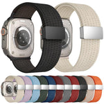 Single Color Magnetic Snap Four Strand Elastic Nylon Watch Band, For Apple Watch 46mm / 49mm / 45mm / 44mm, For Apple Watch 42mm / 41mm / 40mm / 38mm