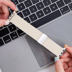 Single Color Magnetic Snap Four Strand Elastic Nylon Watch Band, For Apple Watch 46mm / 49mm / 45mm / 44mm, For Apple Watch 42mm / 41mm / 40mm / 38mm
