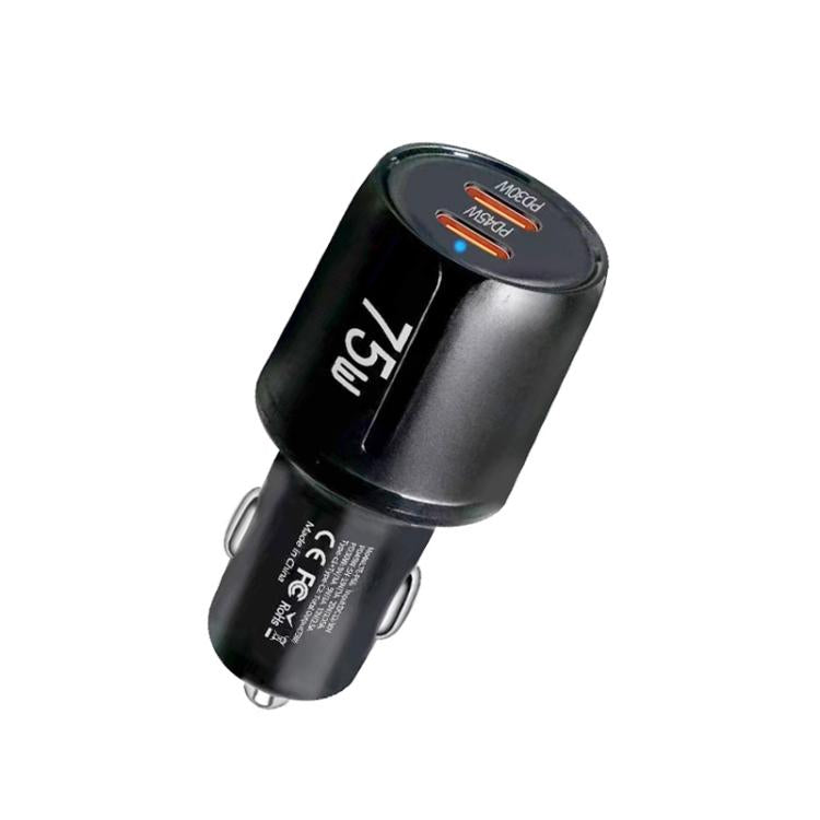 شاحن سيارة سريع مزدوج المنفذ TE-P66 بقوة 75 واط مع منفذي Type-C و PD45W، TE-P66