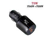 شاحن سيارة سريع مزدوج المنفذ TE-P66 بقوة 75 واط مع منفذي Type-C و PD45W، TE-P66