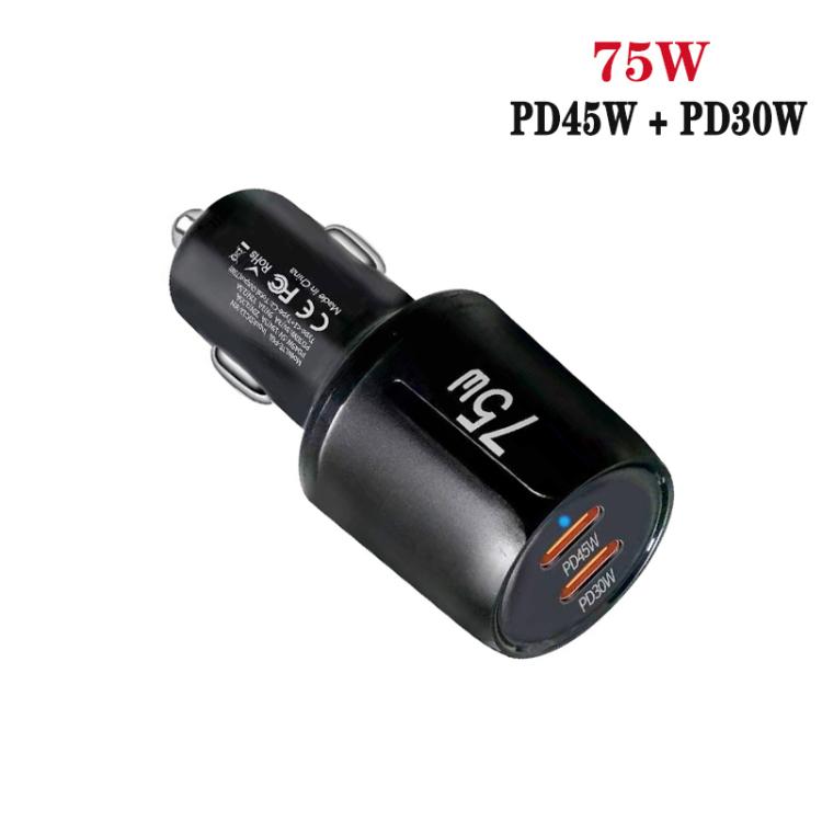 شاحن سيارة سريع مزدوج المنفذ TE-P66 بقوة 75 واط مع منفذي Type-C و PD45W، TE-P66