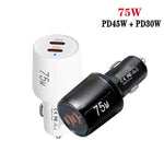 شاحن سيارة سريع مزدوج المنفذ TE-P66 بقوة 75 واط مع منفذي Type-C و PD45W، TE-P66