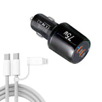 شاحن سيارة سريع مزدوج المنفذ TE-P66 بقوة 75 واط مع منفذي Type-C مع كابل بيانات Type-C إلى Type-C / 8-بن، TE-P66 مع كابل