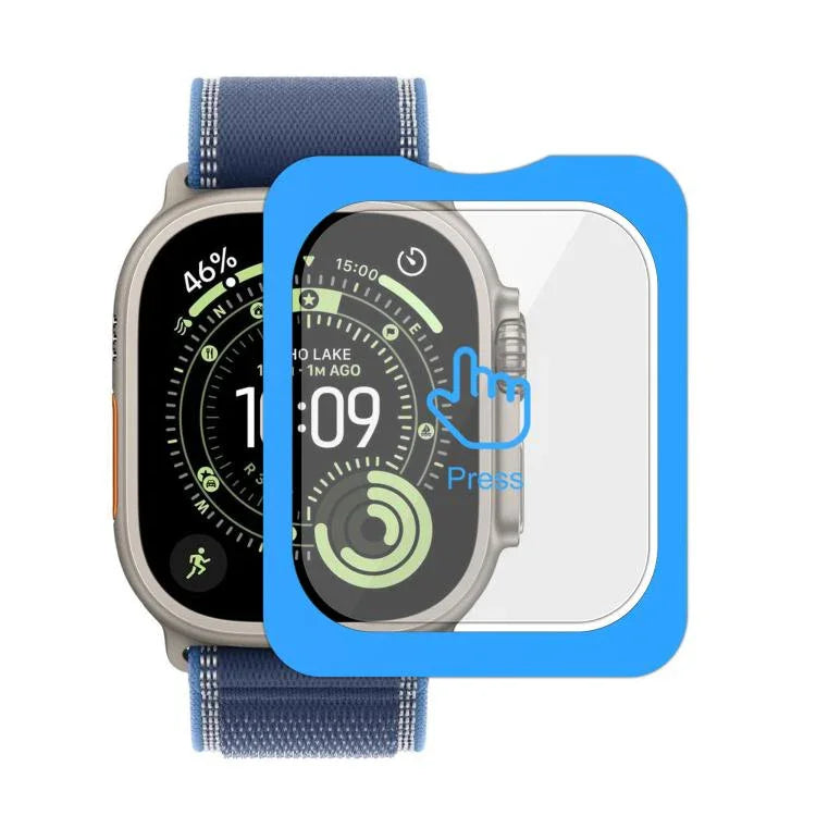 فيلم زجاج مقسى مقاوم للبصمات عالي الدقة مع تغطية كاملة وسهل التركيب، لسلسلة Apple Watch Ultra 3 / 2 / 1 مقاس 49مم