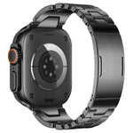 حزام ساعة من الفولاذ المقاوم للصدأ مع إبزيم فراشة سريع الفتح على شكل H، لسلسلة Apple Watch مقاسات 44مم / 45مم / 46مم / 49مم، لسلسلة Apple Watch مقاسات 42مم / 41مم / 40مم / 38مم