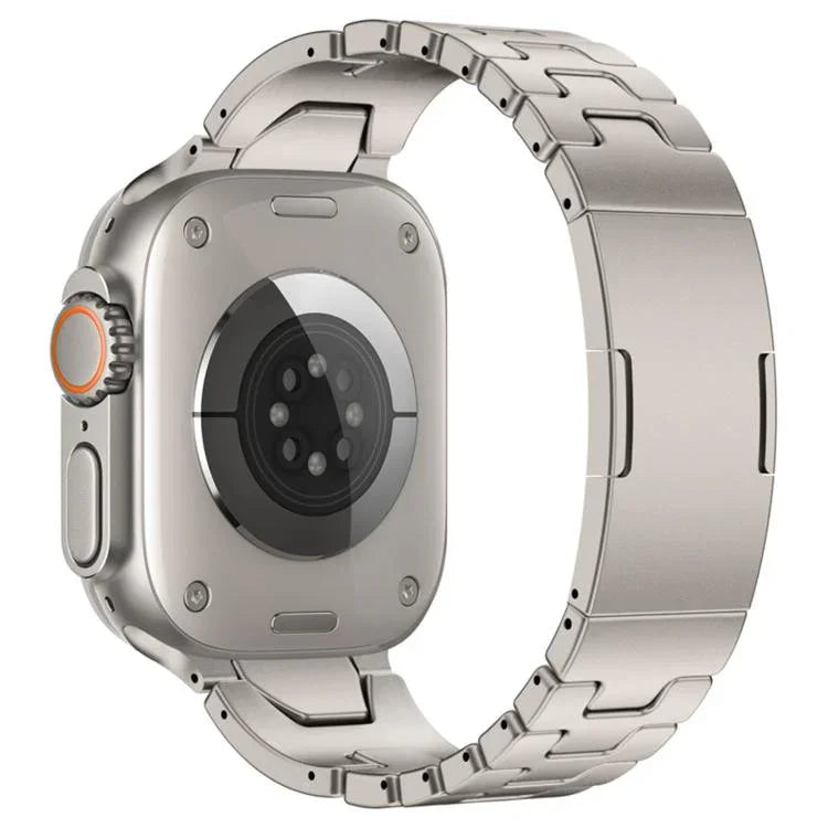 حزام ساعة من الفولاذ المقاوم للصدأ مع إبزيم فراشة سريع الفتح على شكل H، لسلسلة Apple Watch مقاسات 44مم / 45مم / 46مم / 49مم، لسلسلة Apple Watch مقاسات 42مم / 41مم / 40مم / 38مم