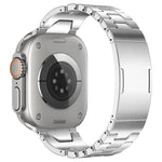 حزام ساعة من الفولاذ المقاوم للصدأ مع إبزيم فراشة سريع الفتح على شكل H، لسلسلة Apple Watch مقاسات 44مم / 45مم / 46مم / 49مم، لسلسلة Apple Watch مقاسات 42مم / 41مم / 40مم / 38مم
